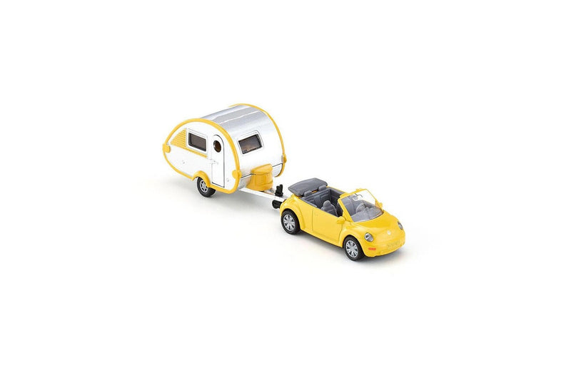 2x Siku 1629 Car w Caravan Yellow Diecast Metal Kids Children Play Toy 3y+
