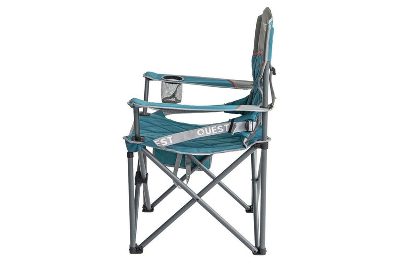Quest Big Easy 101cm Aluminium Camp Chair w Armrests Outdoor Camping Picnic Blue
