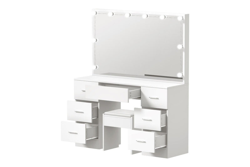 Oikiture Dressing Table Large LED Mirror (White)