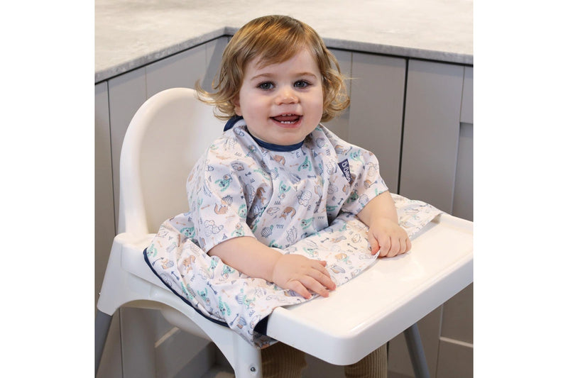 Bibado: Highchair Coverall Bib with Short Sleeves - Desert Hide and Seek