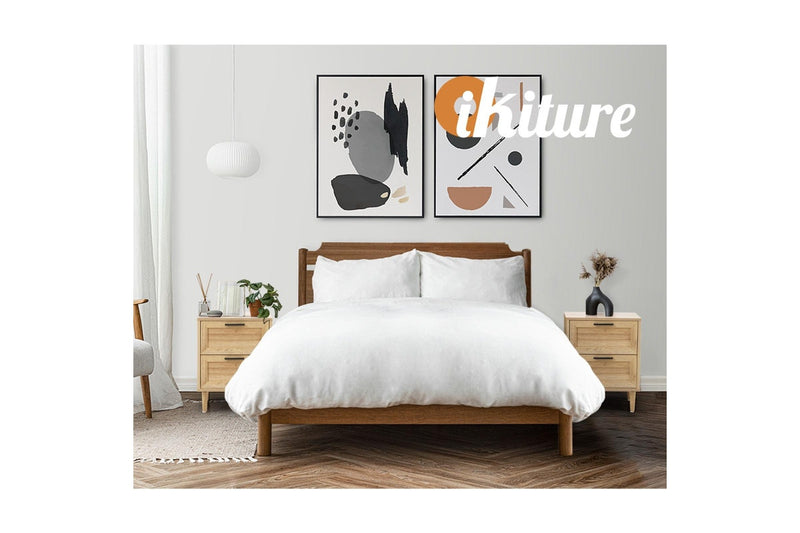 Oikiture Bedside Tables Set of 2 Nightstand Wood