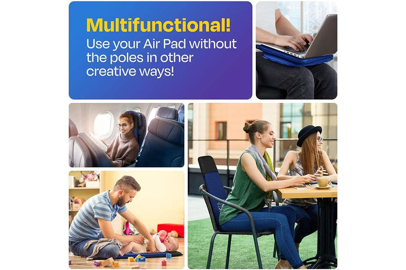 SitX AirPro Inflatable Foldable Portable Pocket-Sized Camping Chair Blue Black