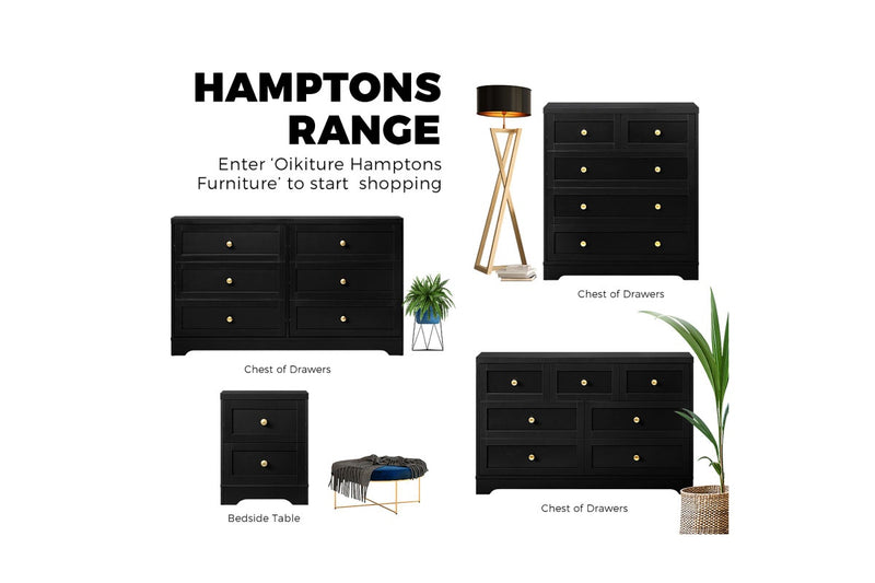 Oikiture Bedside Tables Side Table 2 Drawers Black