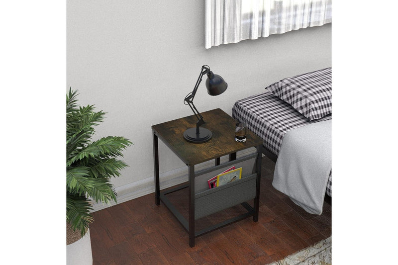 Rustic Brown Square Coffee Table with Storage Basket | Easy Assembly