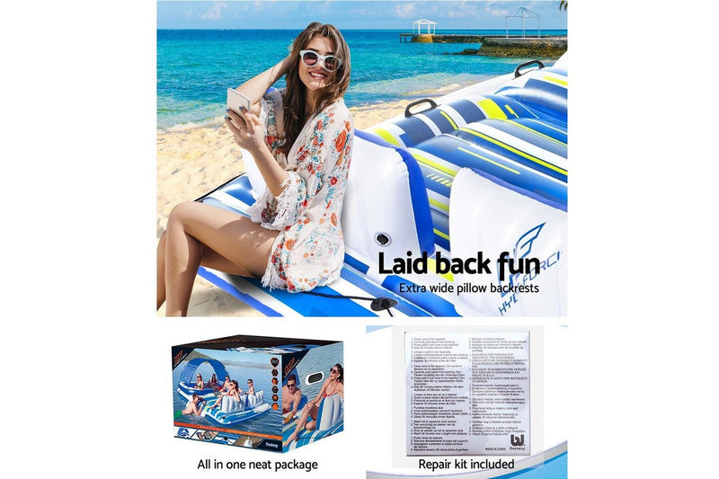 Bestway Pool Float Island Inflatable Lounge 6-person Seat Canopy