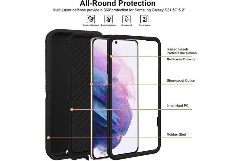 For Samsung Galaxy Note 20 Case, Drop Resistant Defender Tradies Heavy Duty Rugged Shockproof Cover (Black)