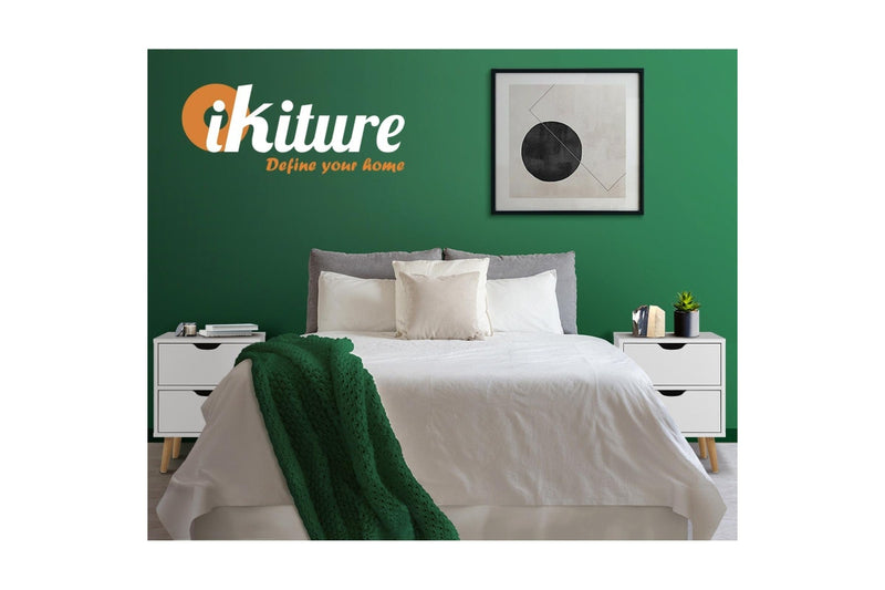 Oikiture Bedside Tables Set of 2 White