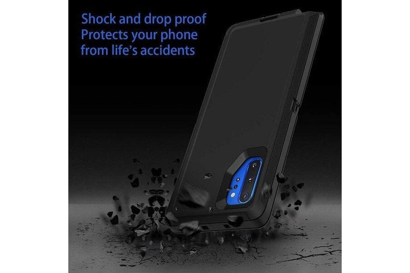 For Samsung Galaxy Note 10+ /Note 10 Plus Case, Drop Resistant Defender Tradies Heavy Duty Rugged Shockproof Cover (Black)