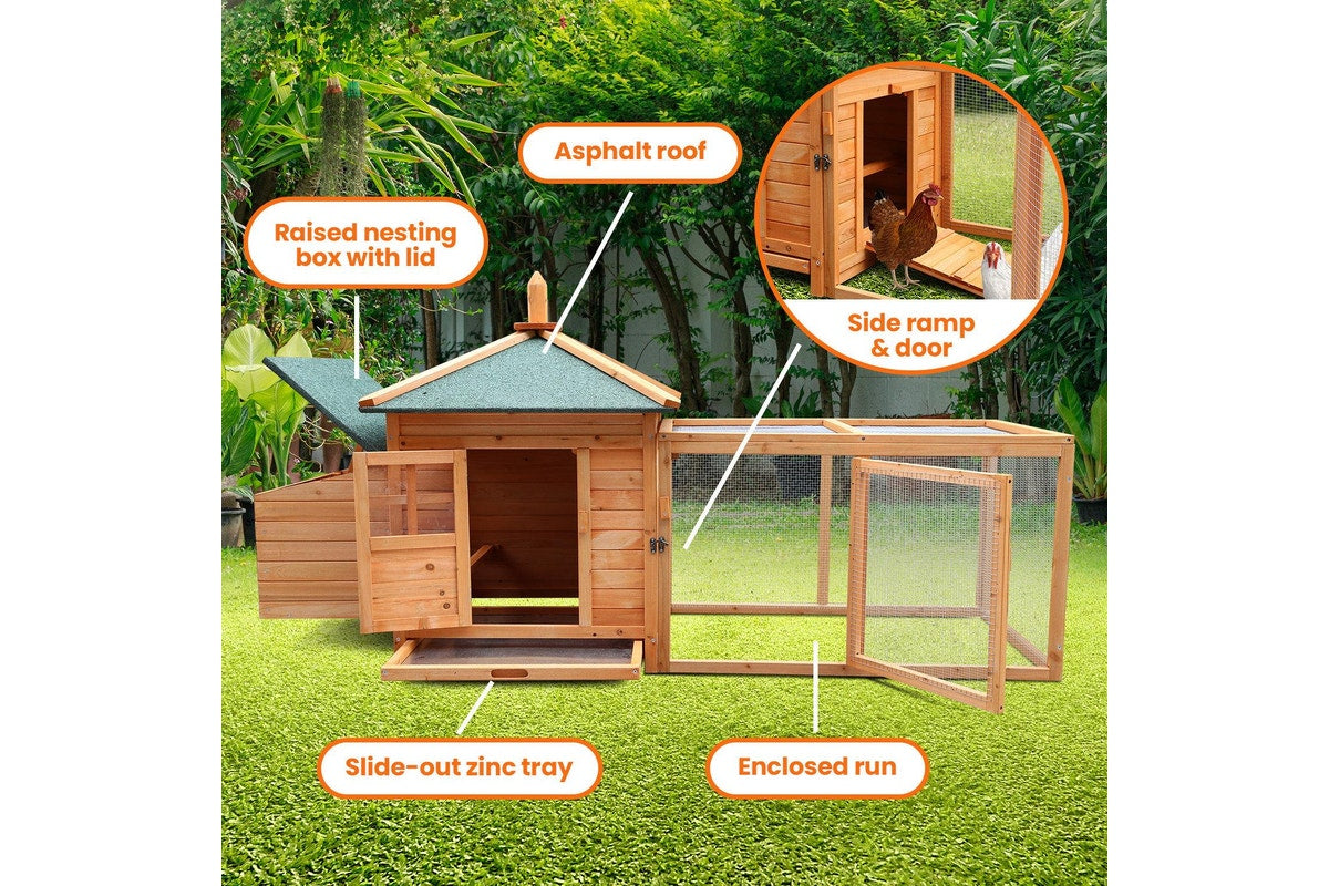 Furtastic Large Wooden Chicken Coop Rabbit Hutch Nesting Box Fir Wood