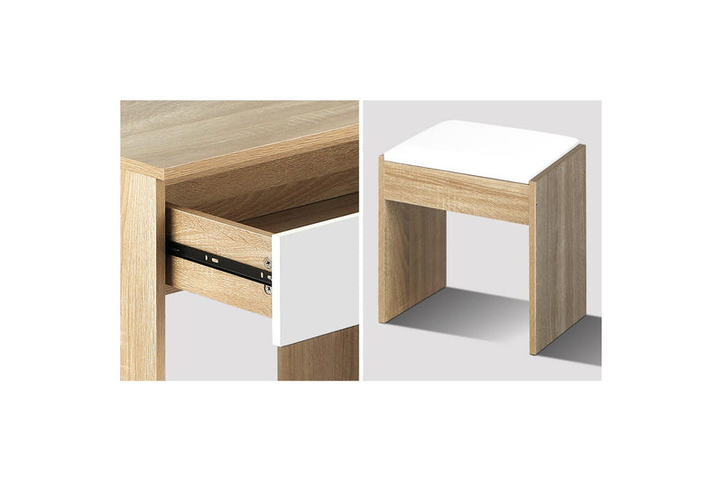 Oikiture Dressing Table Stool Set 12 LED Bulbs(Natural)