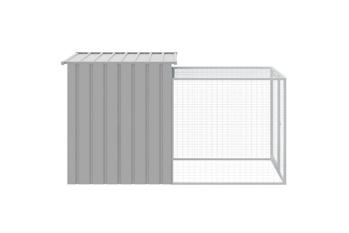 Chicken Cage with Run Light Grey 110x201x110 cm Galvanised Steel vidaXL