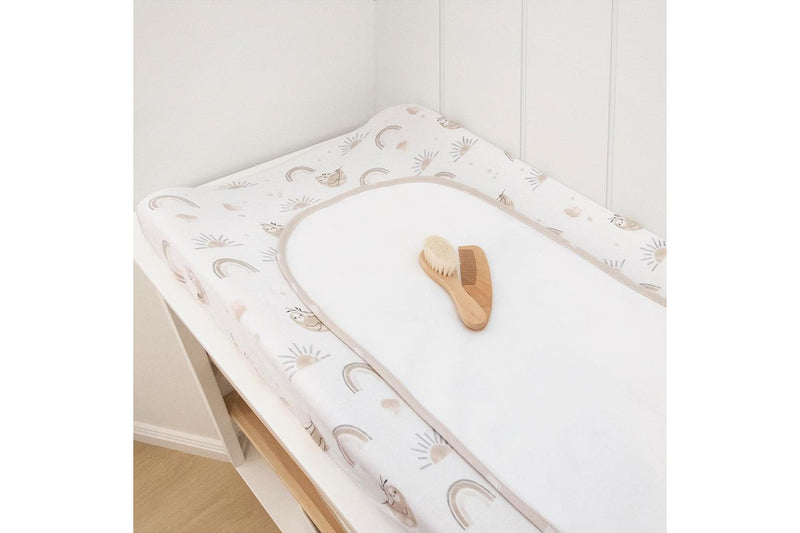 Living Textiles Infant Cotton Nursery Change Pad Cover & Liner Set Sloth Rainbow