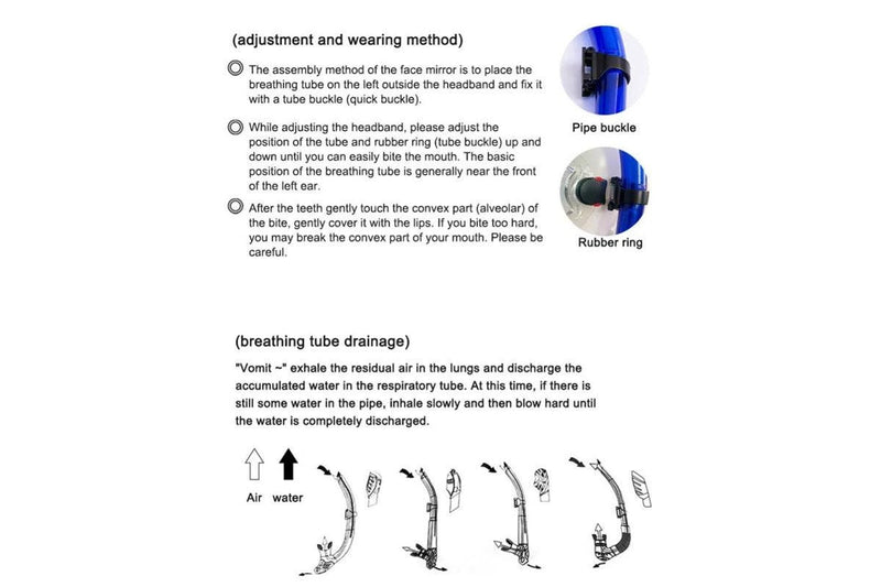 DEDEPU Scuba Diving Snorkel Swimming Underwater Breathing Air Tube Gear Snorkeling Silicone Full Dry Mouthpiece Hose