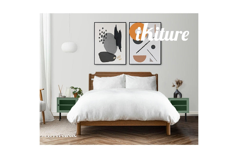 Oikiture 2x Bedside Tables Wood(Green)