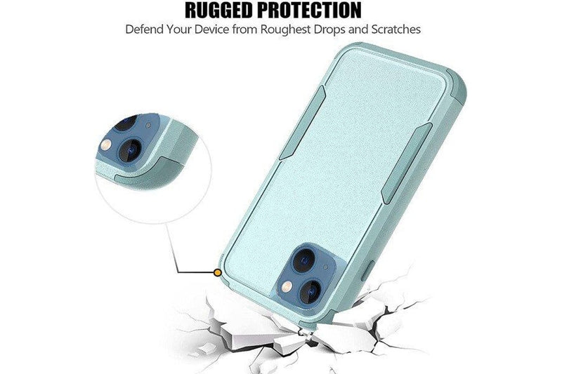 For Apple iPhone 15 3in1 Case Drop Resistant Defender Tradies Hybrid Armor Heavy Duty Rugged Shockproof Tough Cover (Navy Blue)
