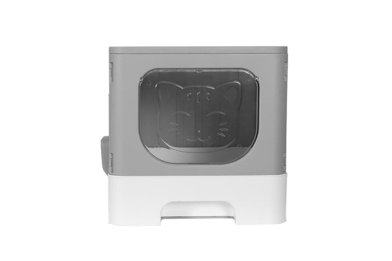 i.Pet Cat Litter Box Large Tray Kitty Toilet Enclosed Hooded Foldable Scoop Grey