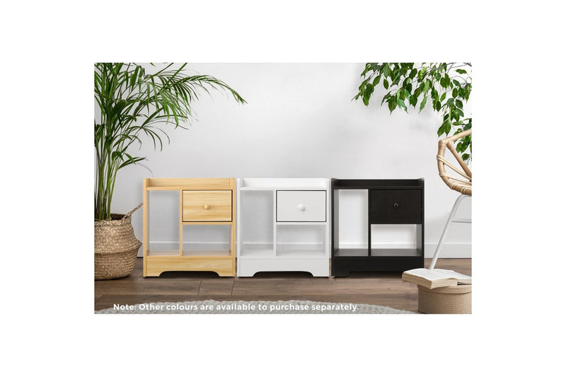 Oikiture Bedside Tables Set of 2 Nightstand Shelf Black