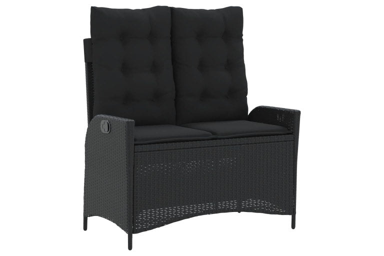 4 Piece Garden Dining Set with Cushions Black Poly Rattan vidaXL