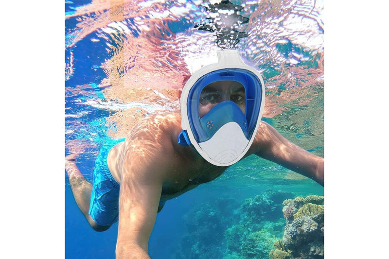 Full Face Snorkel Mask with Camera Mount Anti-Leak Swimming Diving Mask with Waterproof Pouch Bags