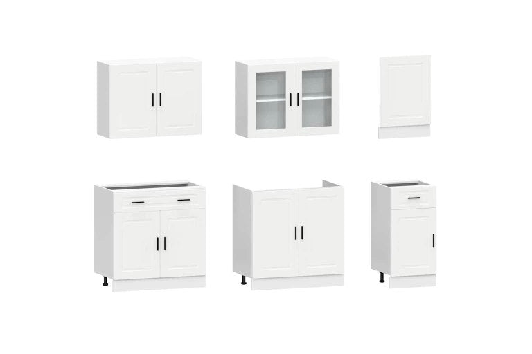 7 Piece Kitchen Cabinet Set "Porto" White Engineered Wood vidaXL
