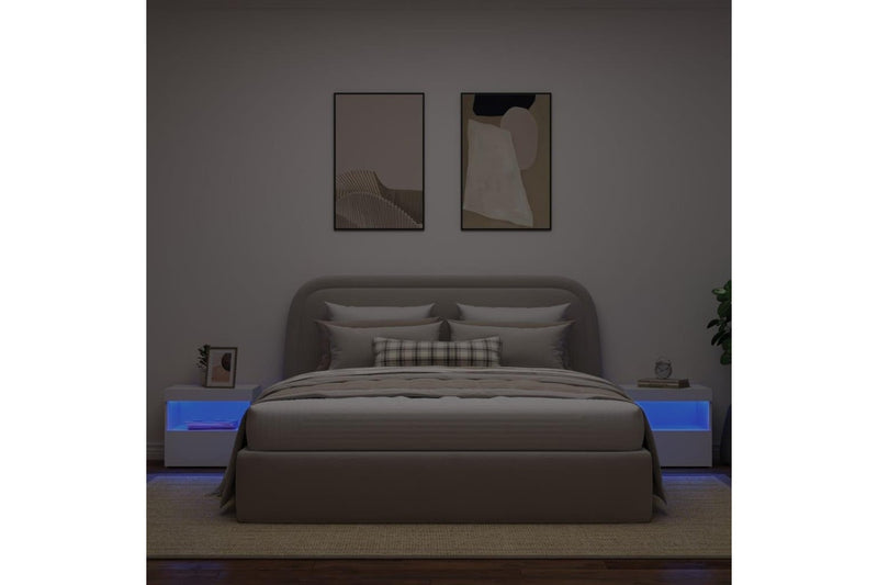 Bedside Cabinets With Led Lights 2 Pcs White 50X40x45 Cm Bedside Tables