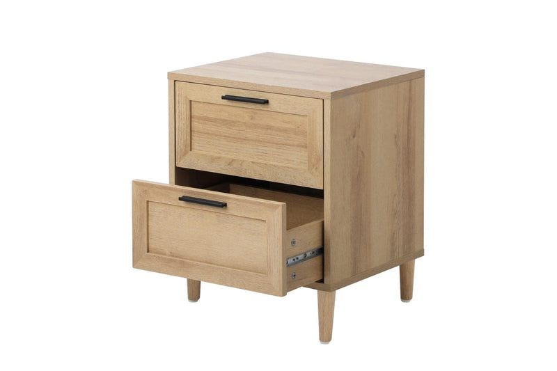 Oikiture Bedside Table Nightstand Natural