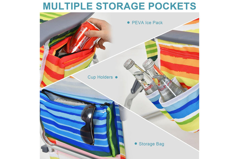 Costway 2-Pack Folding Backpack Beach Chair Table Set 5-Position Outdoor Reclining Chair Yellow