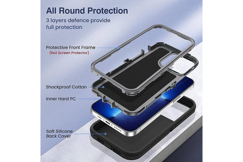 For Apple iPhone 13 Pro Max Case Drop Resistant Defender Tradies Heavy Duty Rugged Shockproof Tough Cover (Black)