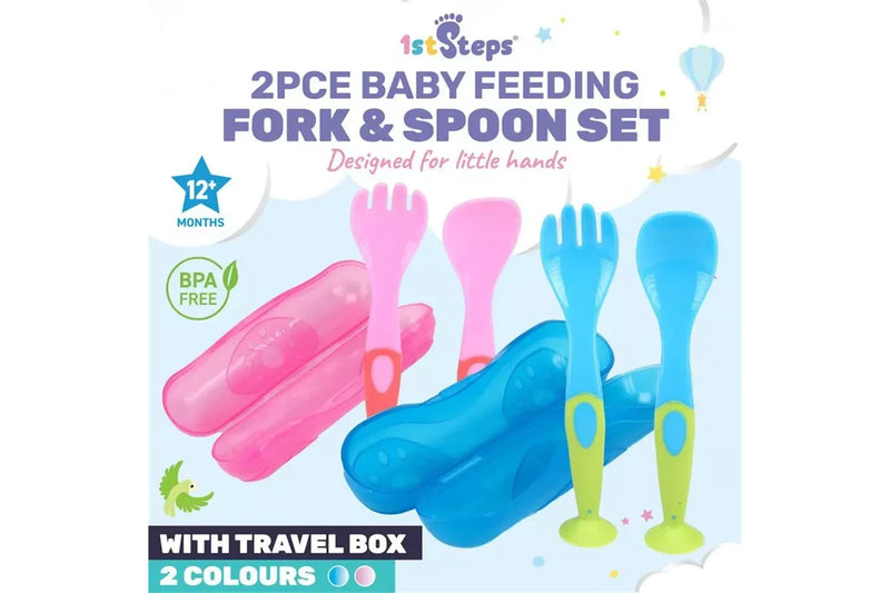 Costcom Set Baby Kid Spoon+Fork Baby Utensils Self Feed Toddler Feeding Training Cutlery