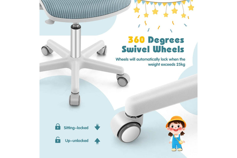 Giantex Kids Desk Chair Swivel Mesh Computer Chair w/Adjustable Height & Armrests Ergonomic Task Study Chair Blue