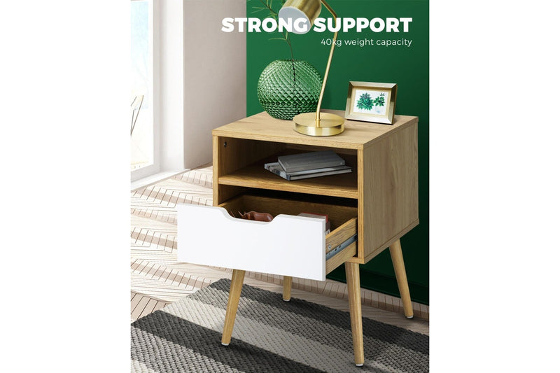 Oikiture Bedside Table White