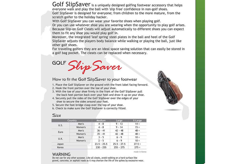 Golf Spiker L Anti-Slippery Spike Adapter for Footwear Shoes US 9-13 EU 42-48