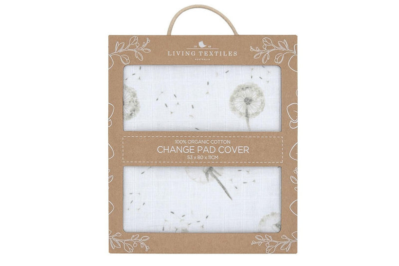 Living Textiles Organic Cotton Muslin Newborn Baby Change Pad Cover Dandelion