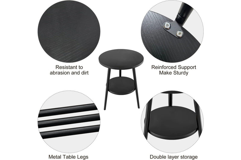 2-Layer Round Coffee Table, End Tables Living Room