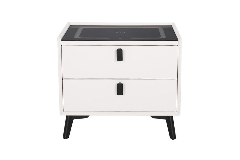 Artiss Smart Bedside Table 2 Drawers with Wireless Charging Ports LED Lights