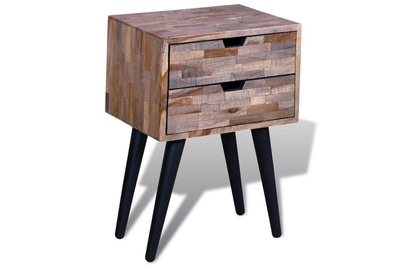 Nightstand With 2 Drawers Reclaimed Teak Wood Bedside Tables