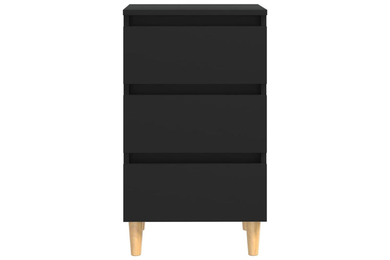 Bed Cabinets With Solid Wood Legs 2 Pcs Black 40X35x69 Cm Bedside Tables