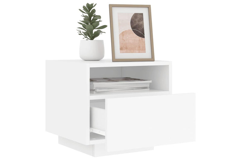 Bedside Cabinets With Led Lights 2 Pcs White 40X39x37 Cm Bedside Tables