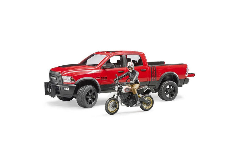 Bruder 1:16 RAM 2500 40cm Power Wagon w Ducati Desert Sled Toy Vehicle Kids 4y+