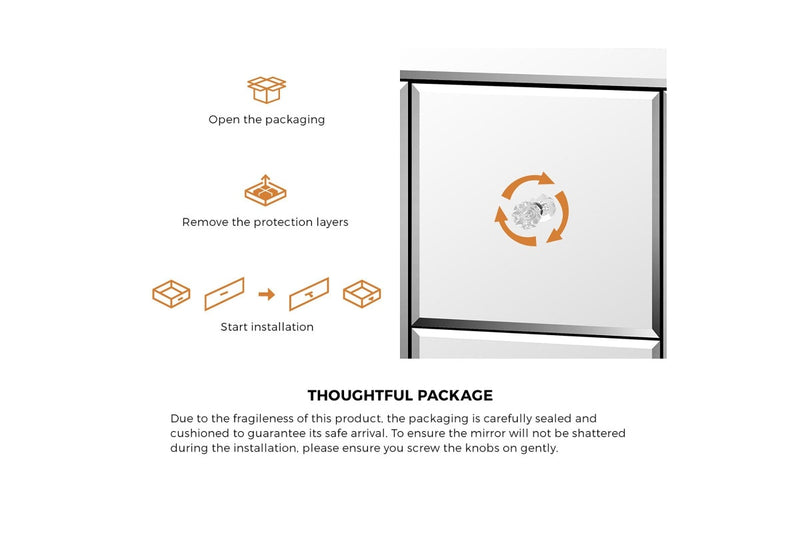 Oikiture Bedside Table Mirrored Storage Cabinet