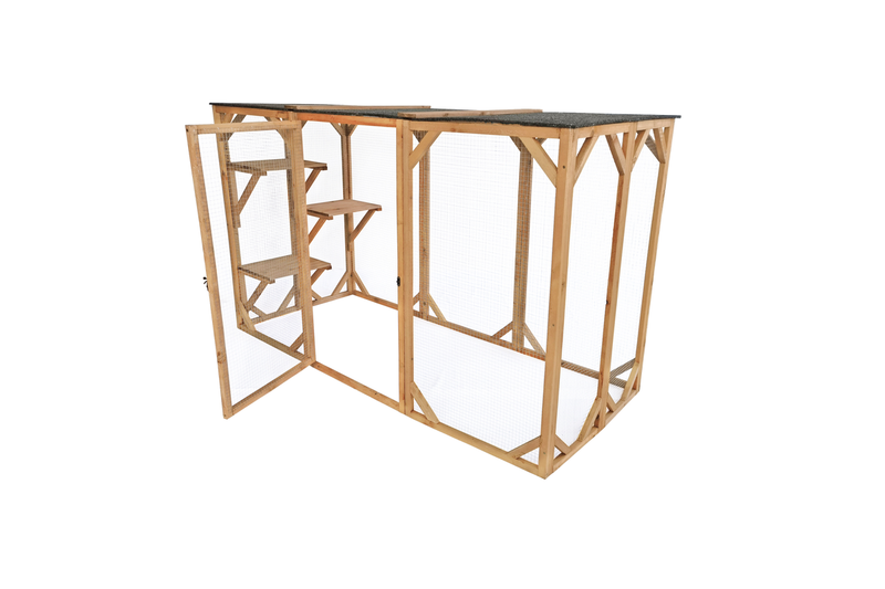 180cm Large Cat Enclosure Wooden Outdoor Cage with 3 Platforms