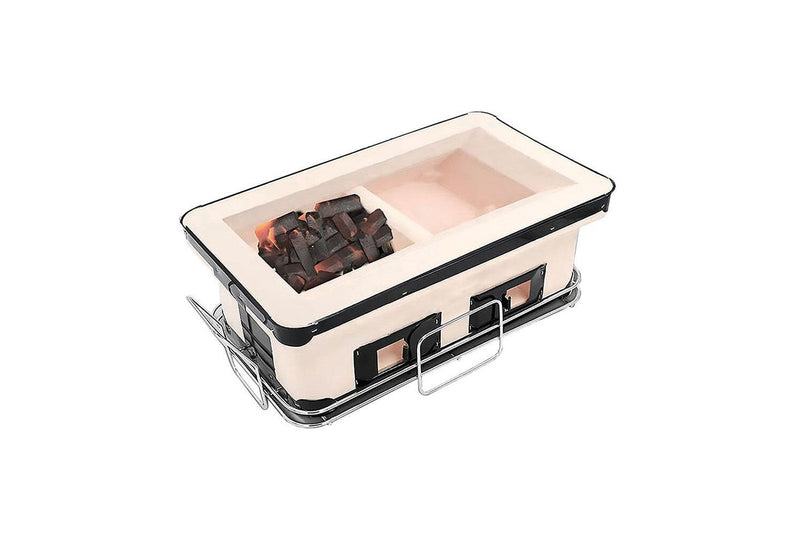 Healthy Choice 40.5cm Clay Firebox Hibachi Tabletop Dual Charcoal Grill Mini BBQ