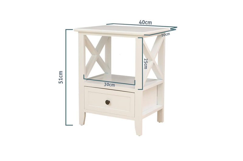 2 Tier Bedside Table With Storage Drawer Pcs Rustic White Bedside Tables