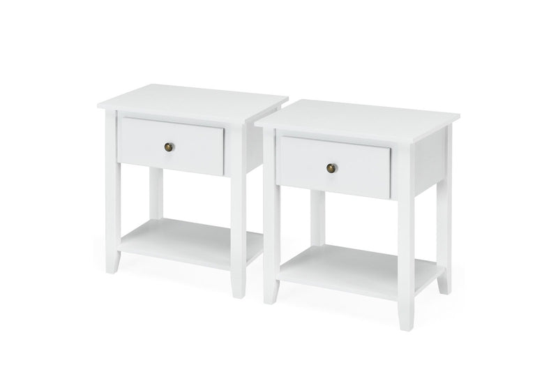 Giantex Set of 2 Bedside Tables Nightstand Wooden End Table Sturdy Storage Cabinet Bedroom Accent Table