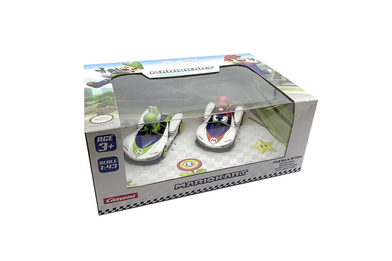 Carrera Pull & Speed Mario Kart Twin Pack Mario & Yoshi Kids Vehicle Toy 3y+