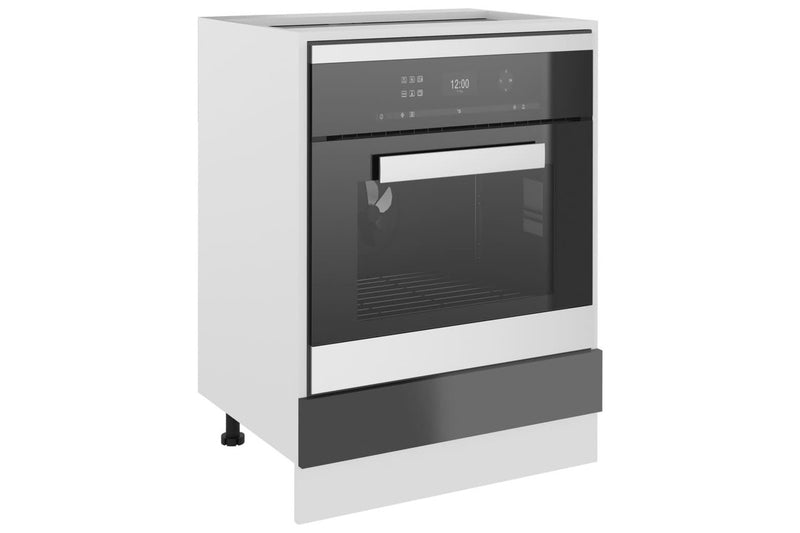 Oven Cabinet High Gloss Grey 60x46x81.5 cm Engineered Wood vidaXL
