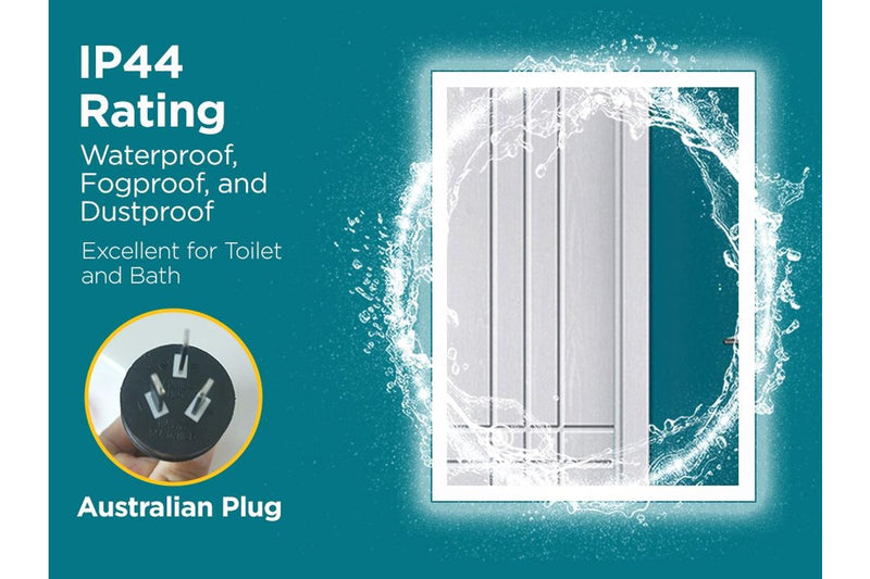 Viviendo LED Bathroom Rectangular Vanity Mirror Light Dimmable Anti-Fog Wall Mounted Touch switch Mirror Light - 60 x 80cm