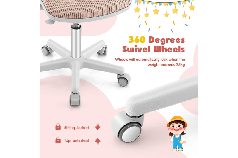 Giantex Kids Desk Chair Swivel Mesh Computer Chair w/Adjustable Height & Armrests Ergonomic Task Study Chair Pink