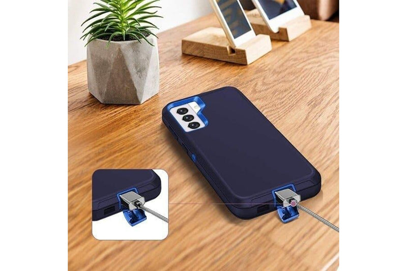 For Samsung Galaxy S22+ /S22 Plus Case Drop Resistant Defender Tradies Heavy Duty Rugged Shockproof Tough Cover (Navy Blue /Blue)