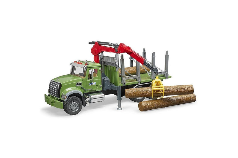 Bruder 1:16 MACK Granite Timber Truck w Loading Crane Logs Kids Vehicle Toy 4y+